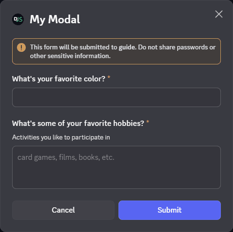 Modal Example